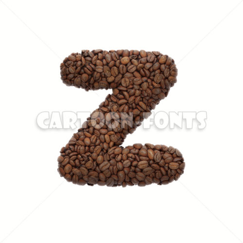 coffee beans letter Z - lowercase 3d character - Cartoon fonts