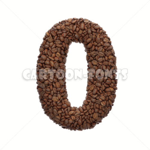 coffee beans numeral 0 - 3d number - Cartoon fonts