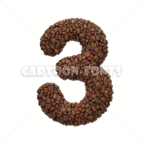 coffee beans numeral 3 - 3d digit - Cartoon fonts