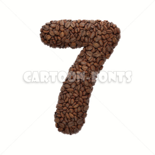 coffee beans numeral 7 - 3d digit - Cartoon fonts