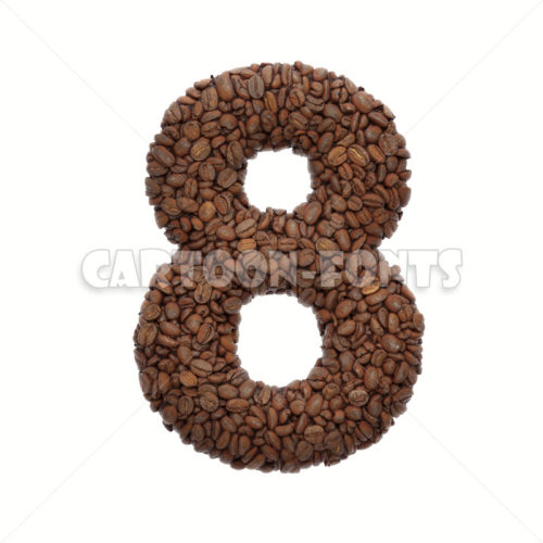 coffee beans numeral 8 - 3d number - Cartoon fonts