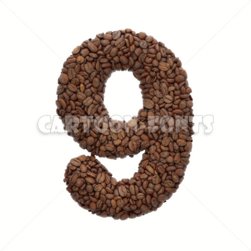 coffee beans numeral 9 - 3d digit - Cartoon fonts