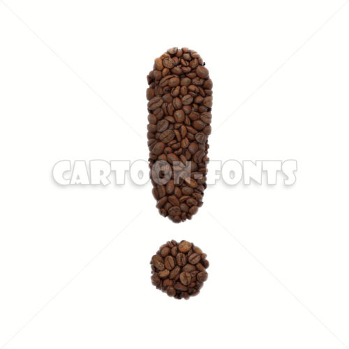 coffee exclamation point - 3d sign - Cartoon fonts