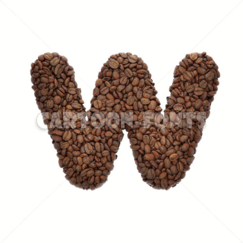 coffee font W - Small 3d letter - Cartoon fonts