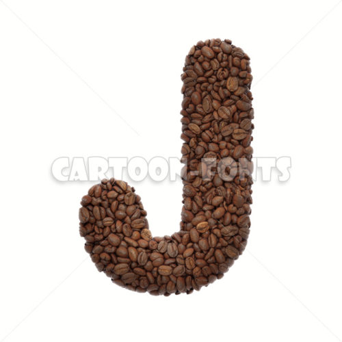 coffee letter J - capital 3d font - Cartoon fonts