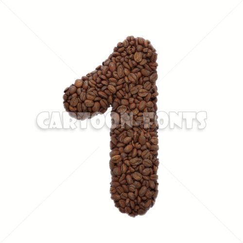 coffee numeral 1 - 3d digit - Cartoon fonts