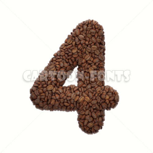 coffee numeral 4 - 3d number - Cartoon fonts
