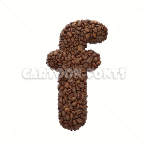 roasted beans character F - Lower-case 3d letter - Cartoon fonts