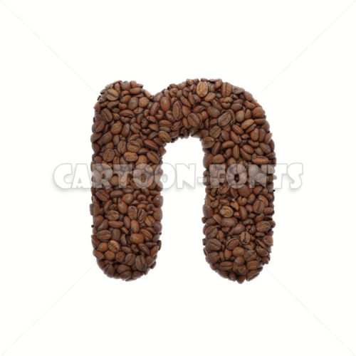 roasted beans character N - Minuscule 3d letter - Cartoon fonts