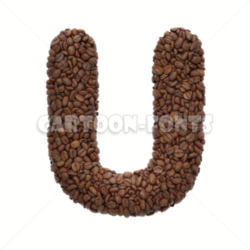 roasted beans character U - uppercase 3d letter - Cartoon fonts
