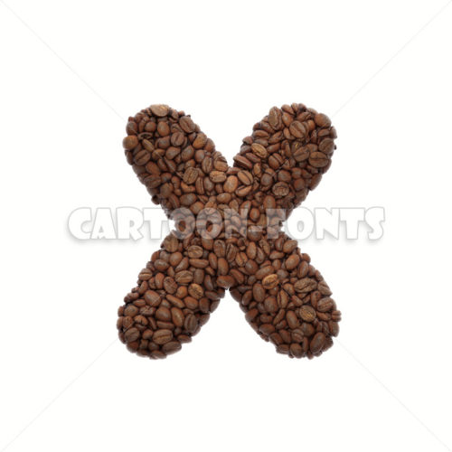 roasted beans character X - lowercase 3d font - Cartoon fonts