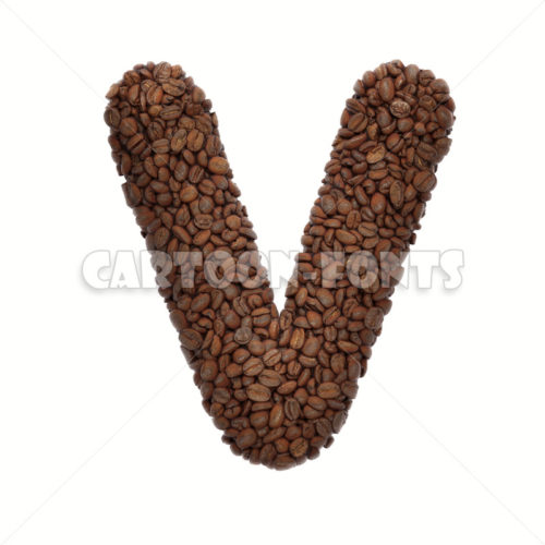 roasted beans font V - large 3d letter - Cartoon fonts