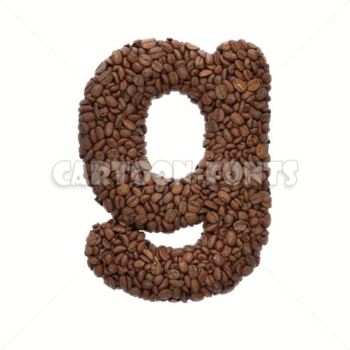 roasted beans letter G - Minuscule 3d font - Cartoon fonts
