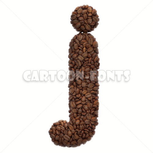 roasted beans letter J - small 3d character - Cartoon fonts