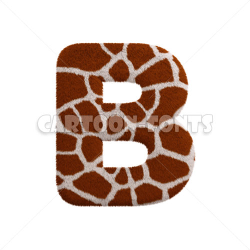 Giraffe character B - Uppercase 3d letter - Cartoon fonts