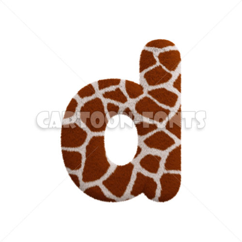 Giraffe character D - Lower-case 3d letter - Cartoon fonts