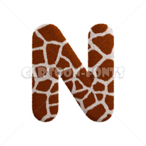 Giraffe character N - Upper-case 3d font - Cartoon fonts