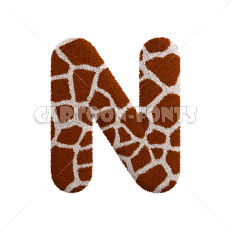 Giraffe character N - Upper-case 3d font - Cartoon fonts