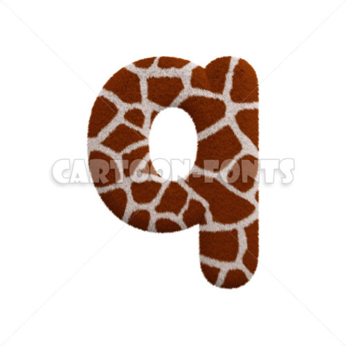 Giraffe character Q - lowercase 3d font - Cartoon fonts