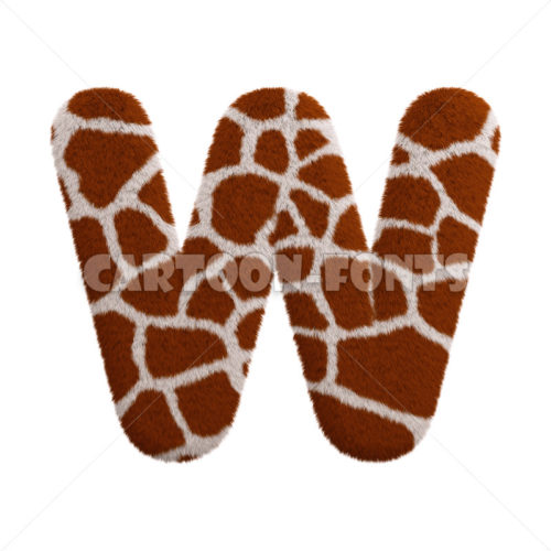 Giraffe character W - Upper-case 3d font - Cartoon fonts