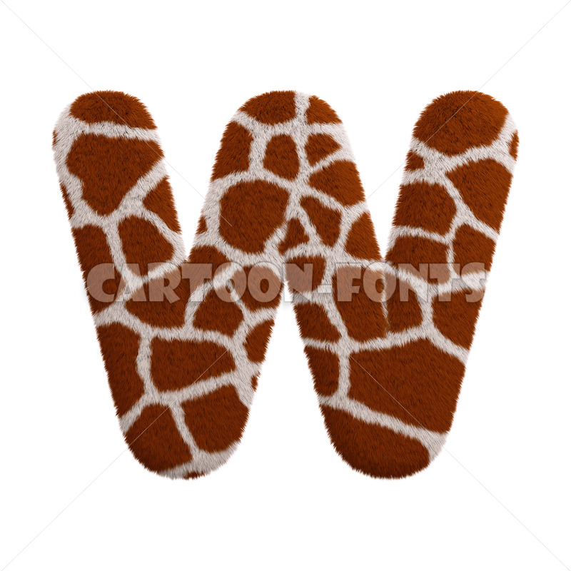 Giraffe character W - Upper-case 3d font - Cartoon fonts