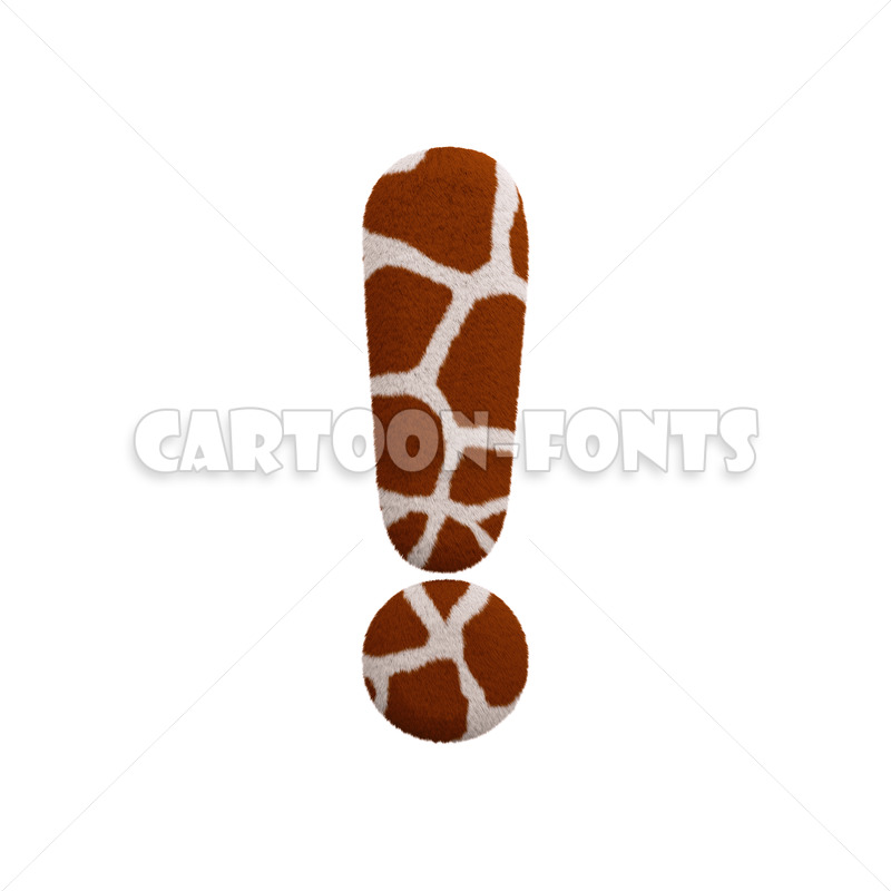 Giraffe exclamation point - 3d sign - Cartoon fonts