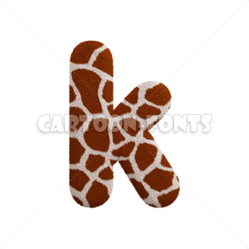 Giraffe font K - Minuscule 3d character - Cartoon fonts