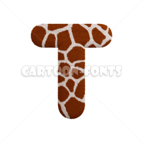 Giraffe font T - large 3d character - Cartoon fonts