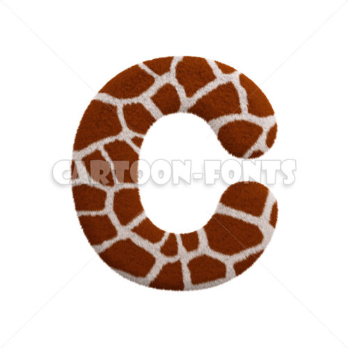 Giraffe fur character C - Uppercase 3d font - Cartoon fonts