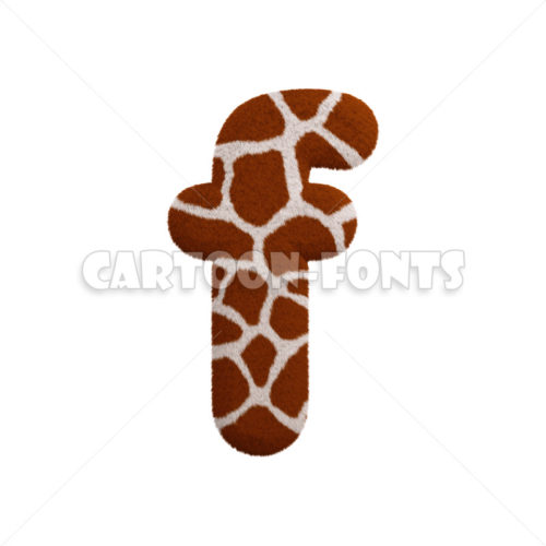 Giraffe fur character F - Lower-case 3d letter - Cartoon fonts