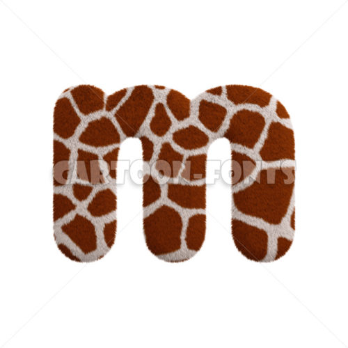 Giraffe fur character M - Lower-case 3d font - Cartoon fonts
