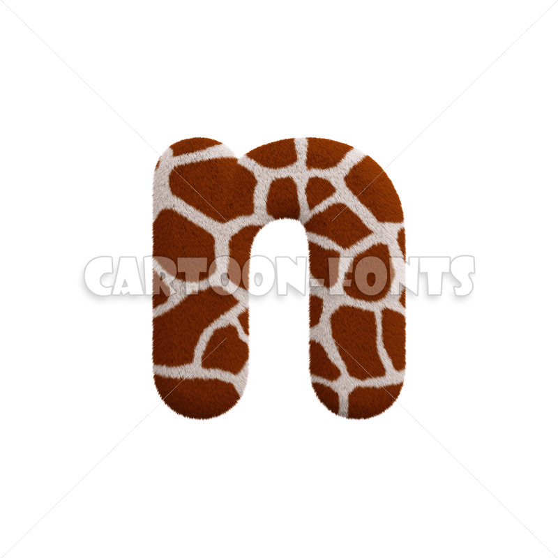 Giraffe fur character N - Minuscule 3d letter - Cartoon fonts