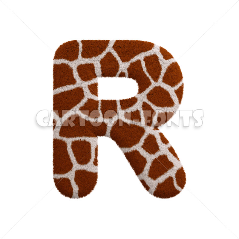 Giraffe fur character R - Upper-case 3d letter - Cartoon fonts