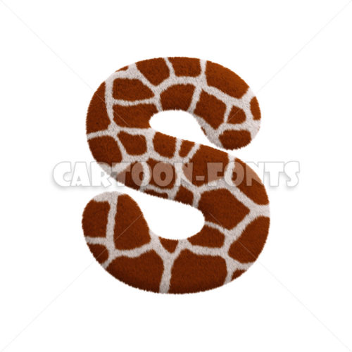Giraffe fur character S - large 3d font - Cartoon fonts