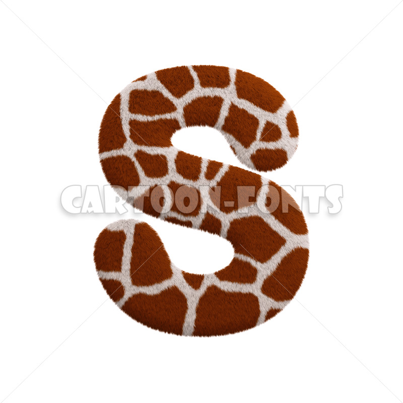Giraffe fur character S - large 3d font - Cartoon fonts