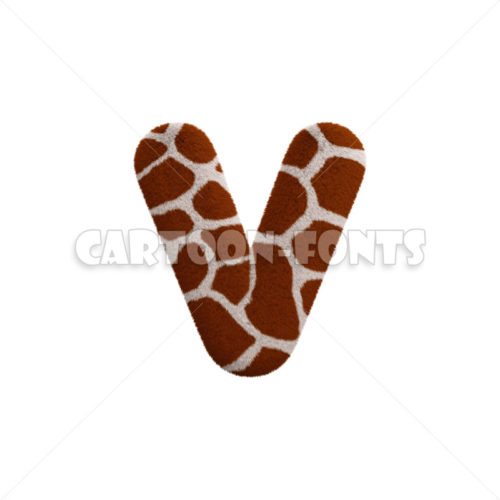 Giraffe fur character V - Minuscule 3d font - Cartoon fonts