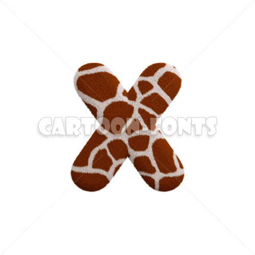 Giraffe fur character X - lowercase 3d font - Cartoon fonts