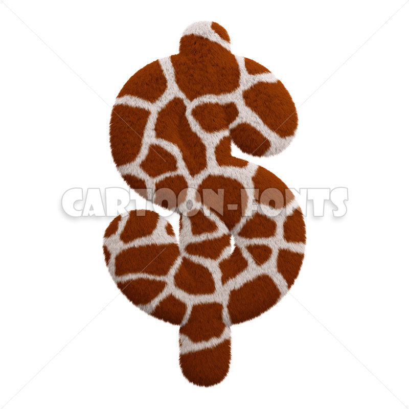 Giraffe fur dollar money - 3d Currency symbol - Cartoon fonts