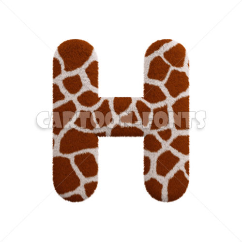 Giraffe fur font H - Capital 3d letter - Cartoon fonts