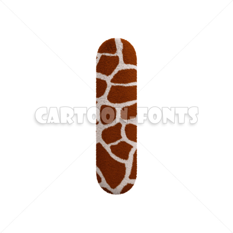 Giraffe fur font L - Lower-case 3d letter - Cartoon fonts