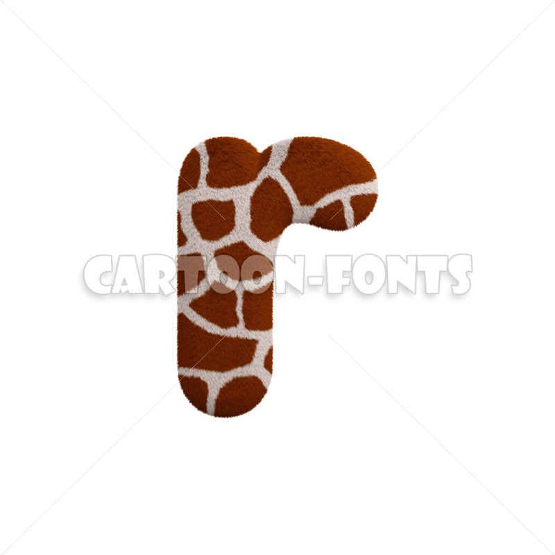 Giraffe fur font R - Lowercase 3d character - Cartoon fonts