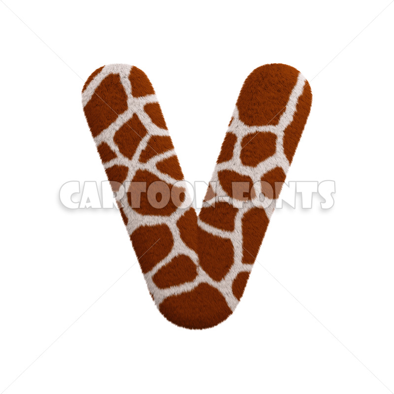 Giraffe fur font V - large 3d letter - Cartoon fonts