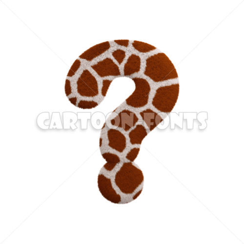 Giraffe fur interrogation point - 3d symbol - Cartoon fonts