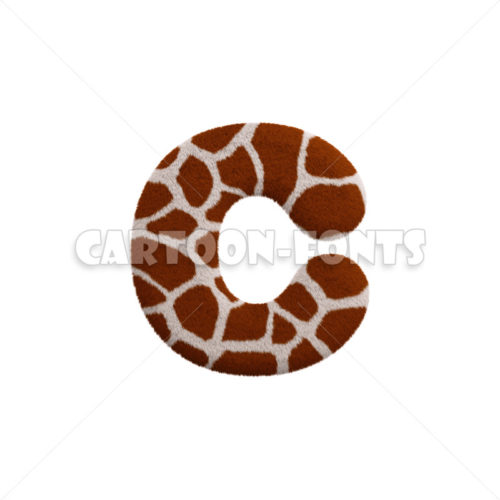 Giraffe fur letter C - Lower-case 3d font - Cartoon fonts