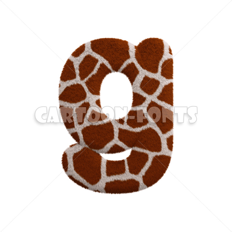 Giraffe fur letter G - Minuscule 3d font - Cartoon fonts