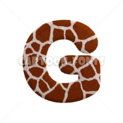 Giraffe fur letter G - Uppercase 3d character - Cartoon fonts
