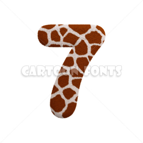 Giraffe fur numeral 7 - 3d digit - Cartoon fonts
