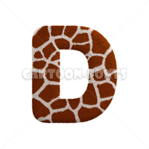 Giraffe letter D - Large 3d font - Cartoon fonts