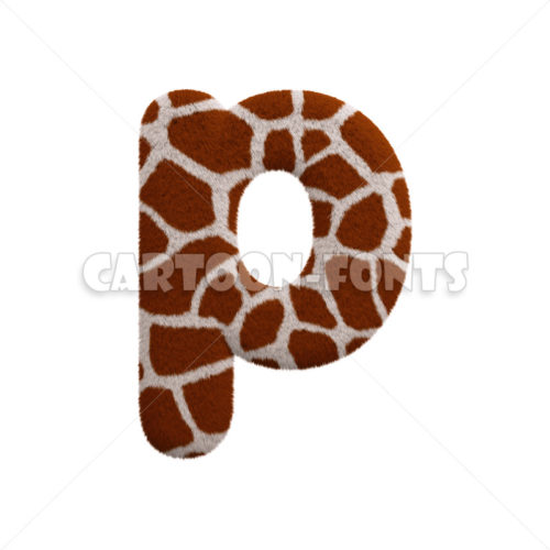 Giraffe letter P - Lower-case 3d character - Cartoon fonts