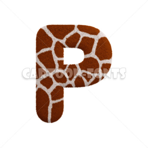 Giraffe letter P - large 3d character - Cartoon fonts